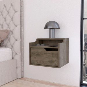 NicBex 13 inch Floating Nightstand with Drawer,Modern Side Table with Open shelf and Free Pull Design,Bedside Table for Bedroom,Living Room - 1 of 4