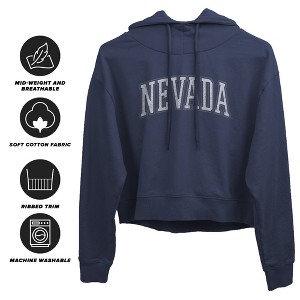 University of Nevada Distressed School Name Cropped Hoodie Pullover Sweatshirt - 1 of 3