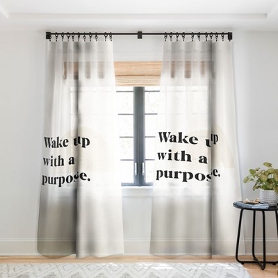 Bohomadic.Studio Wake Up With A Purpose Motivational Quote 50" x 64" Single Panel Sheer Window Curtain - Society 6