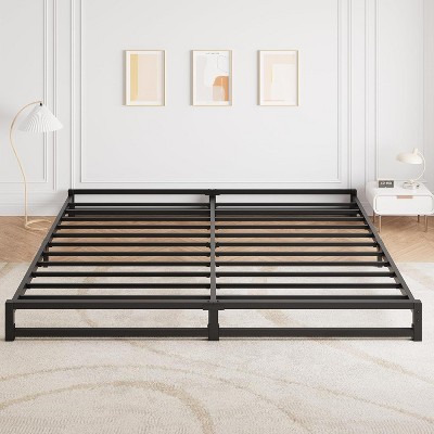 Homhougo 6 Inch Twin Bed, Metal Platform Bed Frame with Steel Slats Support, Mattress Foundation, Easy Assembly, No Box Spring Needed, Black