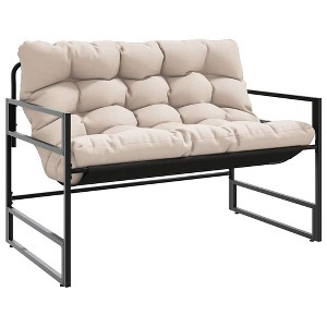 vidaXL Patio Bench with Cushion - Steel Frame, Textilene Fabric, Taupe Cushion, 44.5"x26.4"x29.9" - Garden, Patio, Deck, Outdoor Seating - 1 of 4