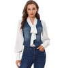 INSPIRE CHIC Women's Denim Sleeveless V Neck Button Down Casual Waistcoat Vest 2 Packs - image 3 of 4