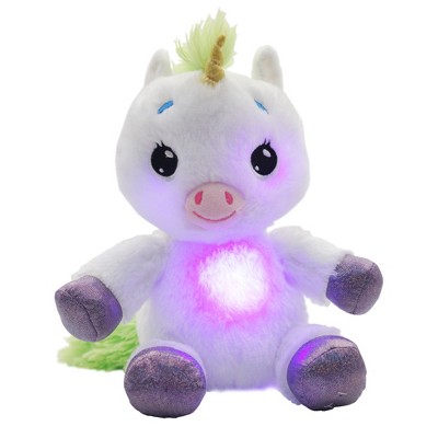 White and Green Light-Up Musical Unicorn Plush Toy