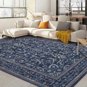 coucheta Vintage Floral Washable Rug for Living Room, Multi-size Soft Low Pile Rubber Backed Non Slip Carpet, for Bedroom, Dining Room, Home Office - 1 of 4