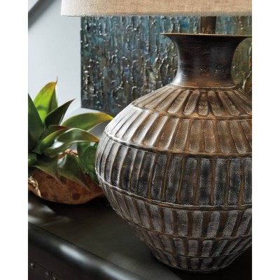 Contemporary Chic Bronze-Tone Metal Table Lamp Set