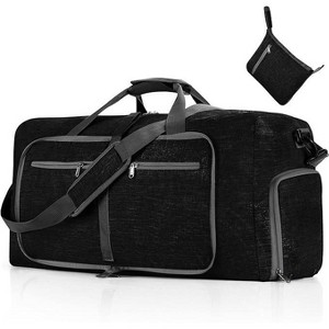 Luupatchy Foldable Travel Duffel Bag 85L - with Shoe Compartment, Waterproof Polyester Overnight Bag, Black - 1 of 4