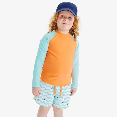 Primary Kids Long Sleeve Baseball Rash Guard in Cantaloupe Mist Size 6-7 — фото 7