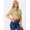 Allegra K Women's Turn Down Frayed Button Down Washed Cropped Denim Jacket - 2 of 4