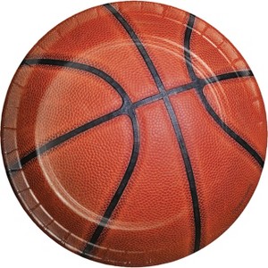 24ct Basketball Dessert Plates Orange - 1 of 3