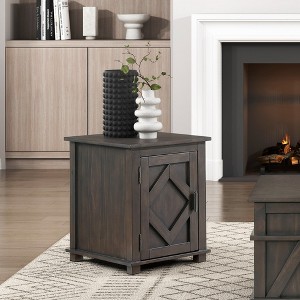 18" Traditional Rustic Chairside Table with Adjustable Storage Shelf, Durable Accent Piece for Living Room or Bedroom - 1 of 4