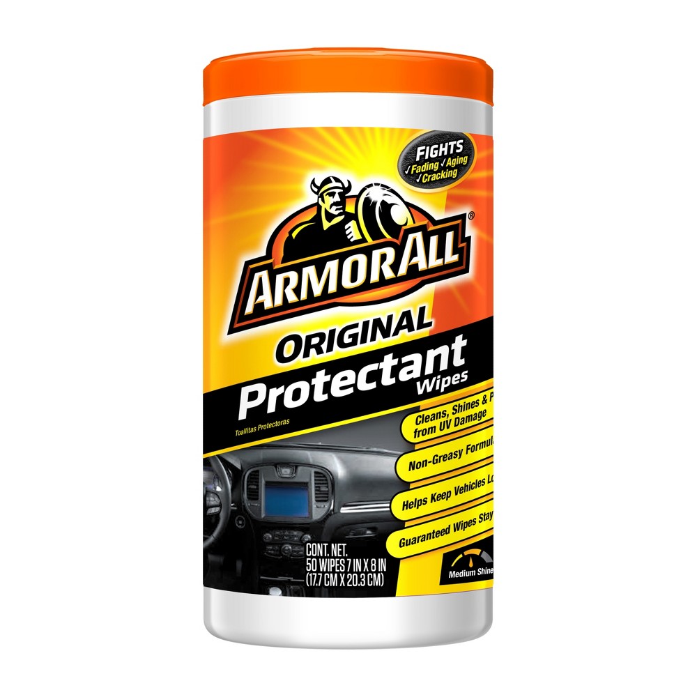 Armor All 50ct Original Protectant Wipes Automotive Protector: Car Interior Cleaning, UV & Aging Prevention, Non-Abrasive