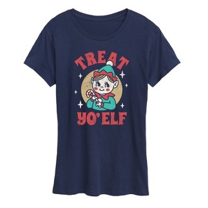 Women's - Instant Message - Treat Yo Elf Christmas Short Sleeve Graphic T-Shirt - 1 of 4