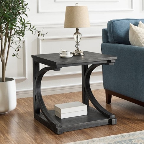 Solid Wood selling End Table with Storage Gray