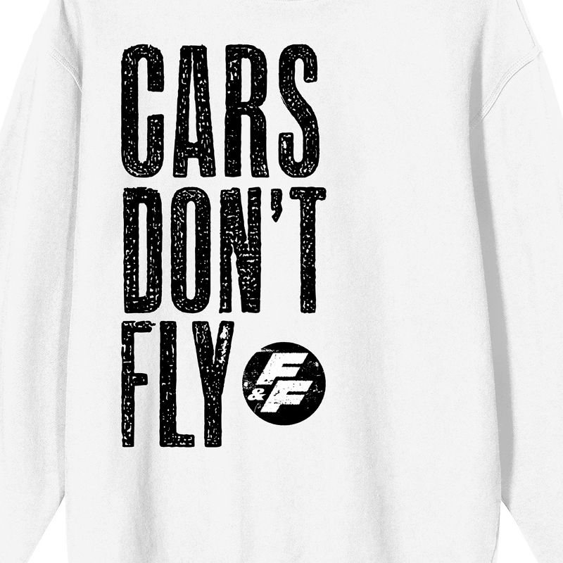 The Fast & The Furious Cars Don't Fly Men's White Long Sleeve Sweatshirt, 2 of 4