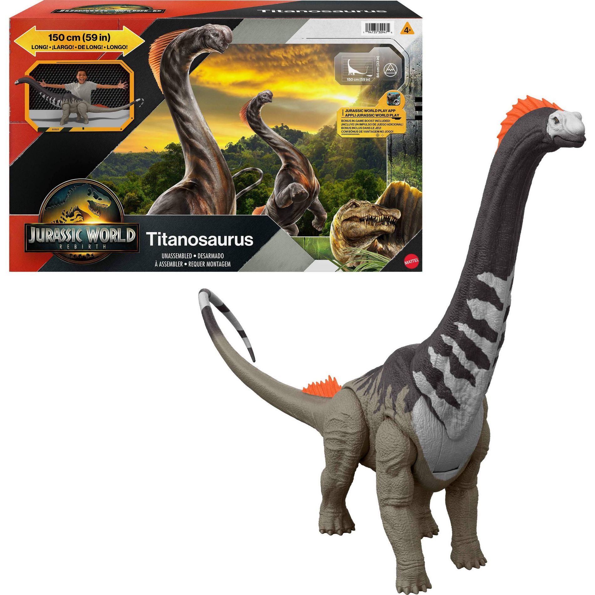 Jurassic World Rebirth Super Colossal Titanosaurus Dinosaur, 53 Inch Long Movie-Accurate Herbivore
