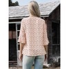 INSPIRE CHIC Women's Chiffon Floral Design Ruffled 3/4 Sleeve Round Neck Casual Blouse - 3 of 4
