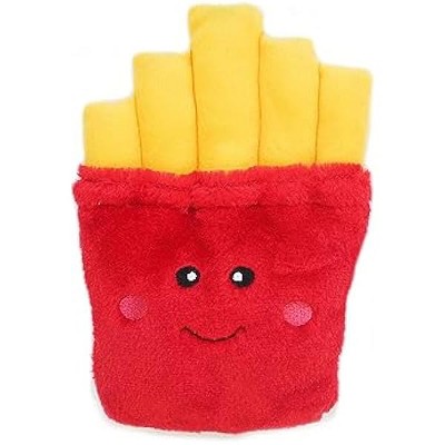 ZippyPaws NomNomz - Dog Squeaky Toys, Funny Food Plush Cute Stuffed Puppy Toy, Soft and Cuddly - Fries
