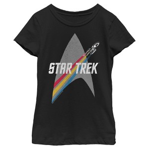 Girl's Star Trek Enterprise Starfleet Rainbow Streak T-Shirt - 1 of 4