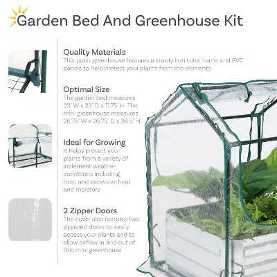 Clear PVC and Steel Raised Garden Bed with Greenhouse Cover