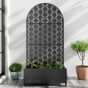 PexFix 72 in. H x 35 in. W Black Metal Arch Wall Planter Box with Trellis for Climbing Plants - 1 of 4