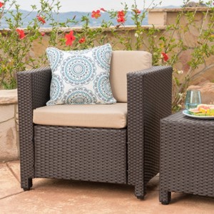 Okak Rattan Patio Club Chairs Upholstered Accent Chairs with Water Resistant Cushion,Outdoor Conversation Chairs for Backyard&Poolside - 1 of 4