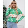 BLUEMING Sweater for Women Crew Neck Long Sleeves Knitted Reindeer Snowflakes Soft Casual Pullover Sweaters - 3 of 4