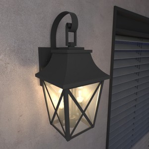 YUHAO Garage Patio Front Door Balcony Anti-Rust Waterproof Outdoor Wall Light Modern  Black(1 PACK) - 1 of 4