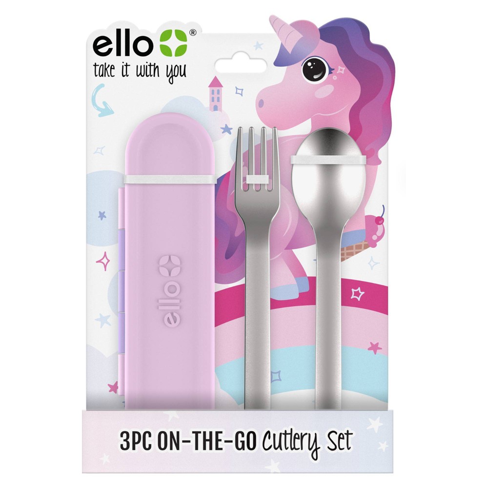 Photos - Other Appliances Kids' on The Go Cutlery Set Pink - Ello
