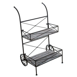 Transpac Metal 20 in. Green Spring Rustic Country Plant Cart - 1 of 2