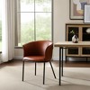 HomeRoots Brown and Black Upholstered Faux Leather Dining Arm Chair - 2 of 4