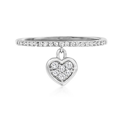 Ross-Simons 0.20 ct. t.w. Diamond Heart Charm Ring in 14kt White Gold