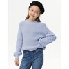 Girls Crewneck Knit Pullover Sweaters Long Lantern Sleeve Oversized Knit Cute Jumper Tops - 3 of 4