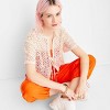 Women's Short Sleeve Tie-Front Crochet Shirt - Future Collective™ with Alani Noelle Tan - image 3 of 3