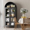 SUXXAN 73'' Metal Tall Arched Display Cabinet with Glass Doors and 2 Drawers, Assembly Required,Black - 2 of 4