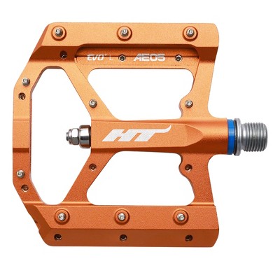 HT AE05 Evo+ Platform Pedals 9/16" Concave Aluminum Body Replaceable Pins Orange
