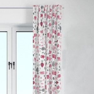 Bacati - Owls in the Woods Pink/Grey Curtain Panel - 1 of 4