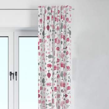 Bacati - Owls in the Woods Pink/Grey Curtain Panel