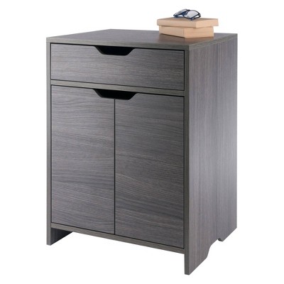 Gray Composite Wood Office Storage Cabinet with Adjustable Shelving