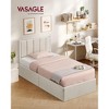 Twin Size Hydraulic Storage Bed Frame with Upholstered Headboard, 550 lb Capacity, Underbed Organizer, No Box Spring, Easy Assembly, Cappuccino Beige - 2 of 4