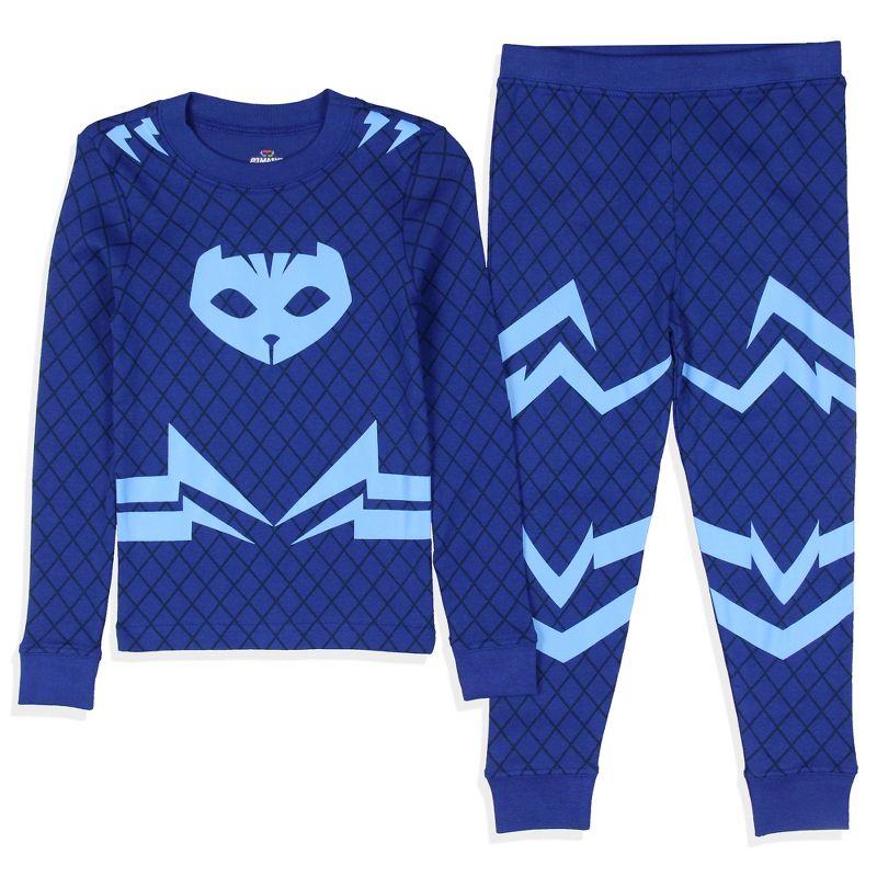 PJ Masks Toddler Girls' Boys' Catboy Character Costume Sleep Pajama Set Blue, 1 of 6