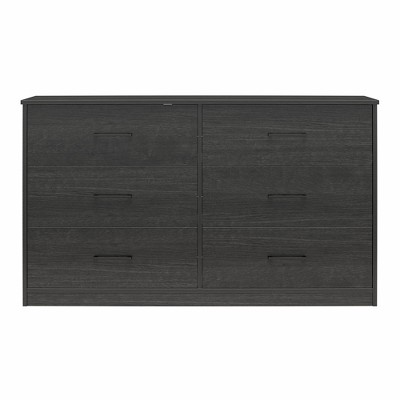 Ameriwood Home BrEZ Build Collection Pearce Wide 6 Drawer Dresser, Black Oak