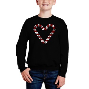 LA Pop Art Candy Canes - Boy's Word Art Crewneck Sweatshirt - 1 of 4