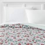 Microfiber Reversible Floral Print Comforter Light Purple/Mint Green - Room Essentials™