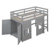 TIRAMISUBEST Twin Size Loft Bed with Built-in Storage Wardrobe and 2 Windows, Wooden Loft Bedframe with Ladder and Guardrail, Kids Playhouse Bed - 4 of 4