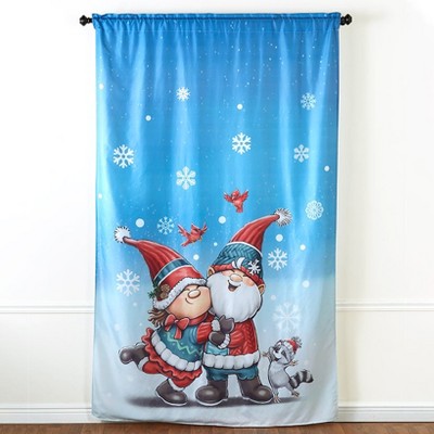 The Lakeside Collection Petunia and Gnorme Winter Fun Home Accents - 84" Window Panel 2 Pieces