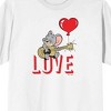 Tom & Jerry Love Song Crew Neck Short Sleeve Women's White T-shirt - 3 of 4