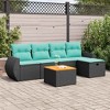 vidaXL 6 Piece Patio Sofa Set with Cushions Black Poly Rattan - Black with Storage - 2 of 4