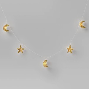 10ct LED Battery Operated Mercury Star and Moon Christmas Indoor/Outdoor Novelty String Lights Warm White with Silver Wire - Wondershop™ - 1 of 4