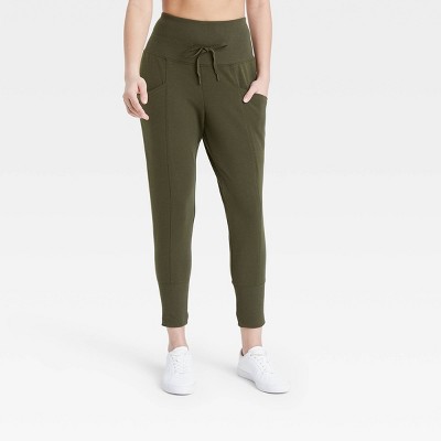 High-Waisted Ribbed Jogger Pants 25.5 