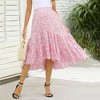 BLUEMING Maternity Skirts Floral High Low Hemline Dress Elastic Waist High Rise Tiered Maxi Skirts Flounce Long Skirts - 2 of 4